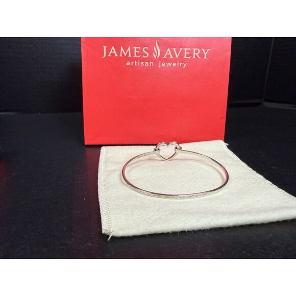 James Avery Heart Hook-On Hammered Wire Bracelet Sterling Silver Retired - Picture 6 of 7